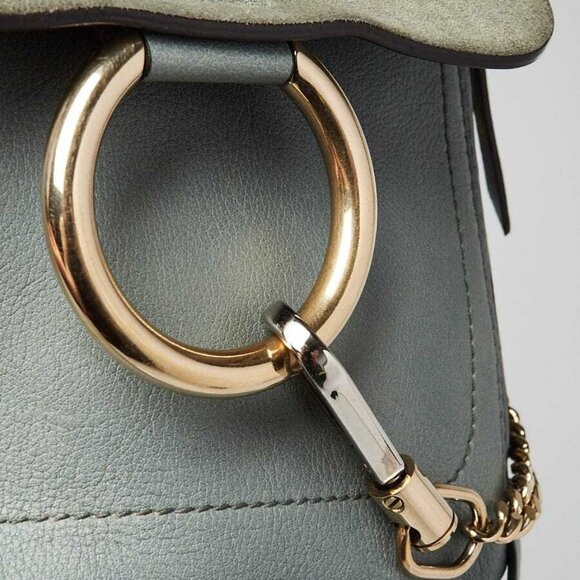 Chloe Light Blue Leather/Suede Small Faye Backpack Bag - Picture 8 of 11